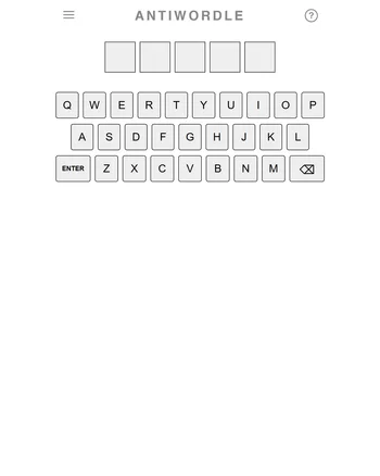 Antiwordle screenshot