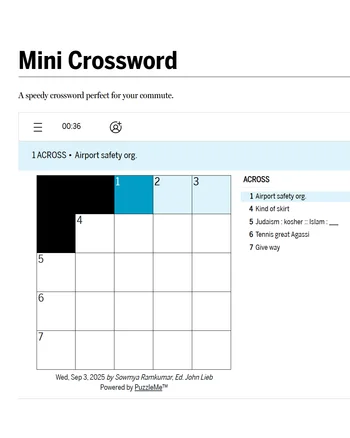 Boston Globe Mini Crossword screenshot
