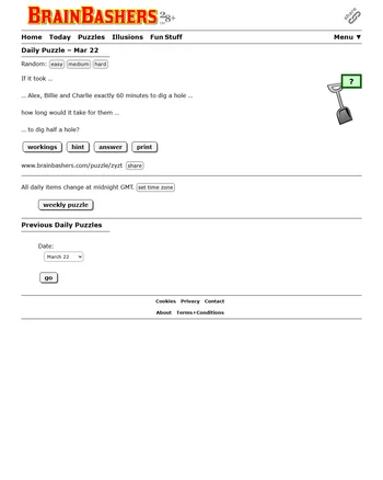 BrainBashers Daily Puzzle screenshot