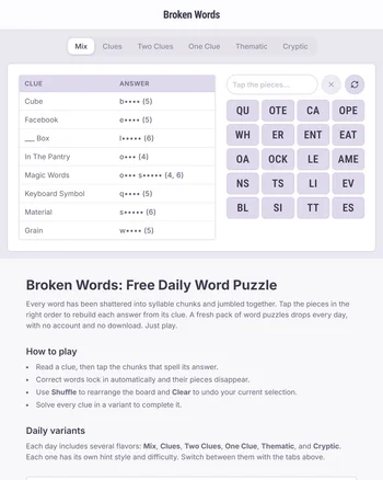 Broken Words screenshot