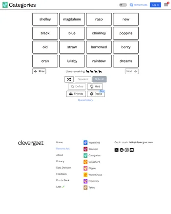Categories screenshot