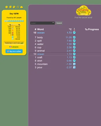 Cemantle screenshot