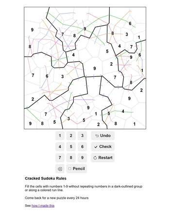 Cracked Sudoku screenshot