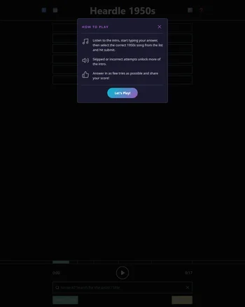 Heardle 1950's screenshot
