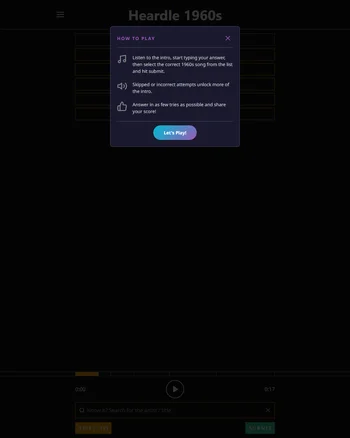 Heardle 1960's screenshot