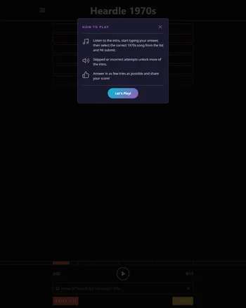 Heardle 1970's screenshot