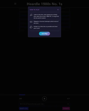 Heardle 1980's screenshot
