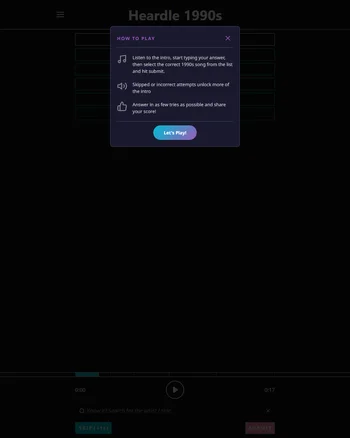 Heardle 1990's screenshot