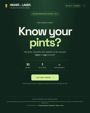 Higher or Lager screenshot