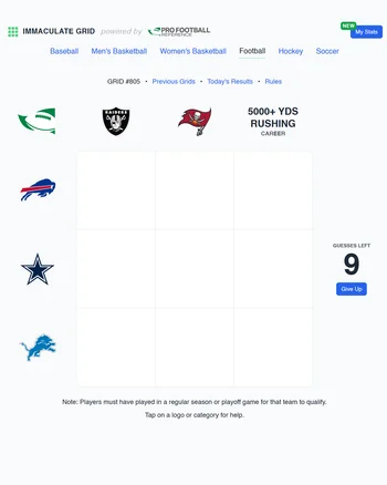 Immaculate Grid: Football screenshot