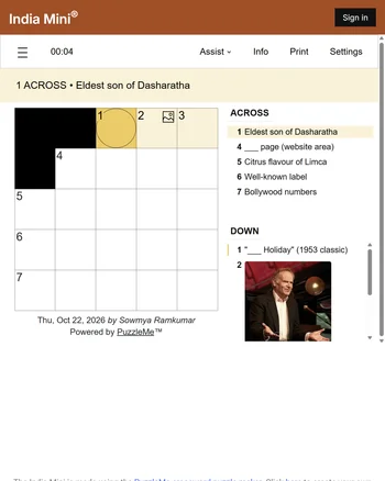 India Mini Crossword screenshot