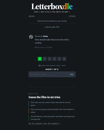 Letterboxdle screenshot
