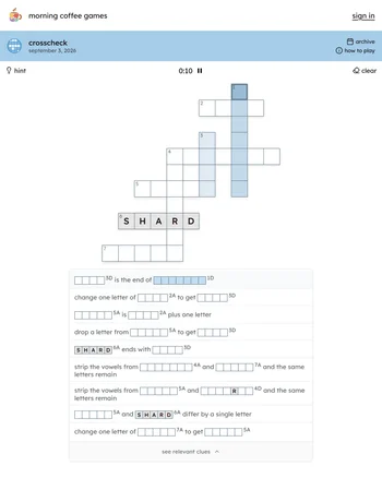 Crosscheck by Morning Coffee Games screenshot