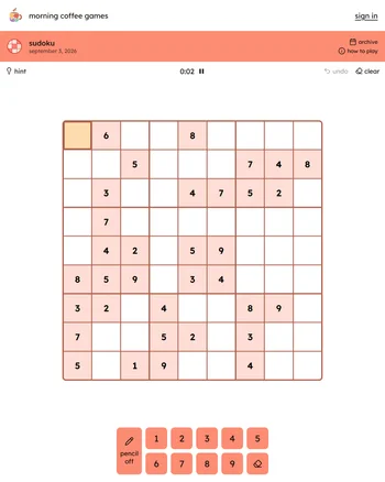 Sudoku by Morning Coffee Games screenshot