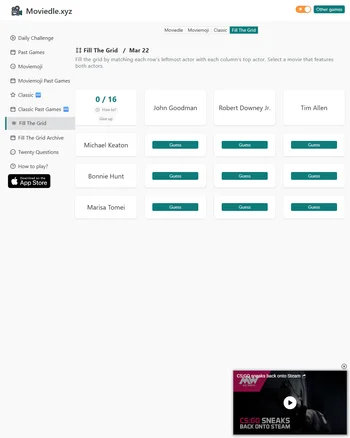 Moviedle: Fill The Grid screenshot