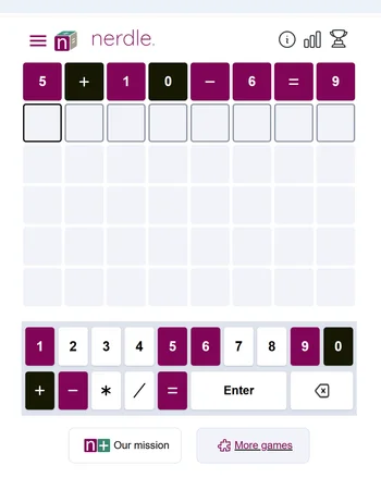 Nerdle screenshot