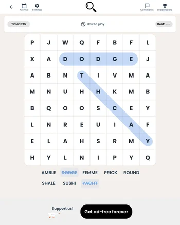 Ponder Club Word Search screenshot