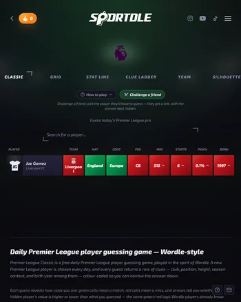 Sportdle screenshot