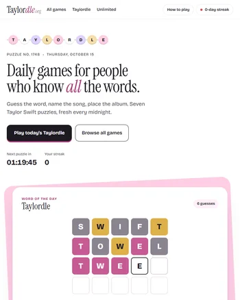 Taylordle screenshot
