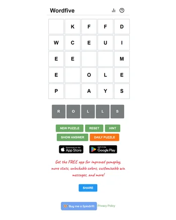 Wordfive screenshot