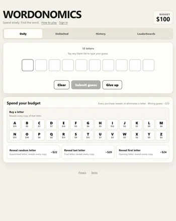 WORDONOMICS screenshot