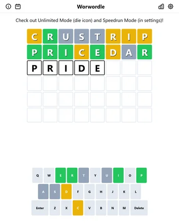 Worwordle screenshot