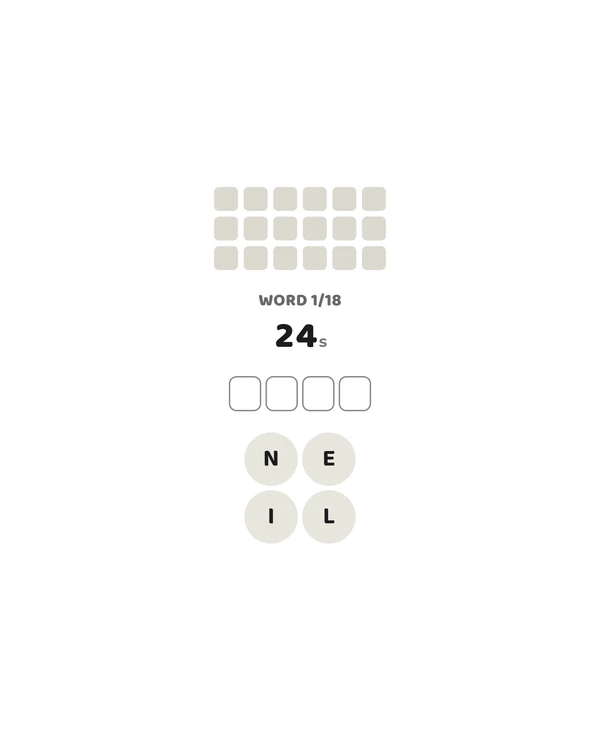 Screenshot of 18 Words, a daily word game