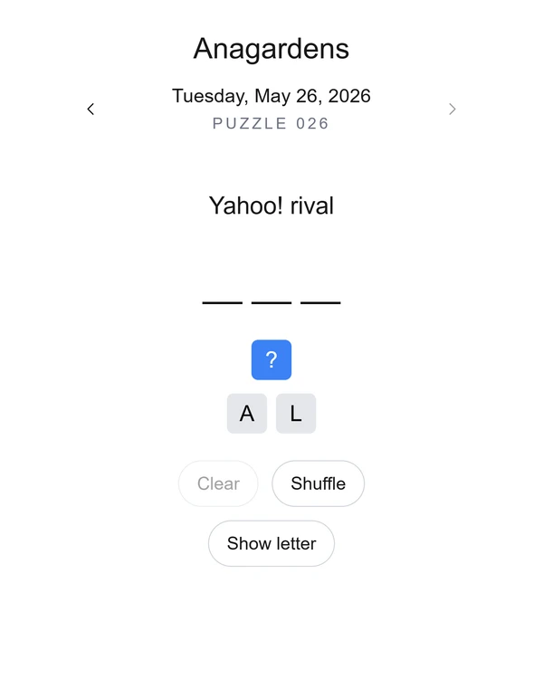 Screenshot of Anagardens, a daily word game