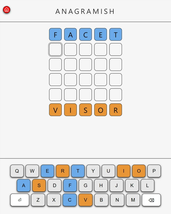Screenshot of Anagramish, a daily word game