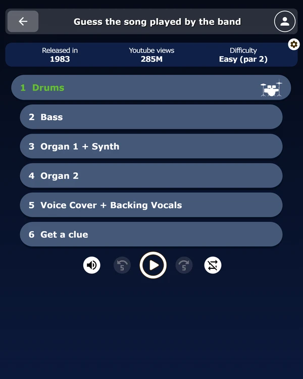 Screenshot of Bandle, a daily music game