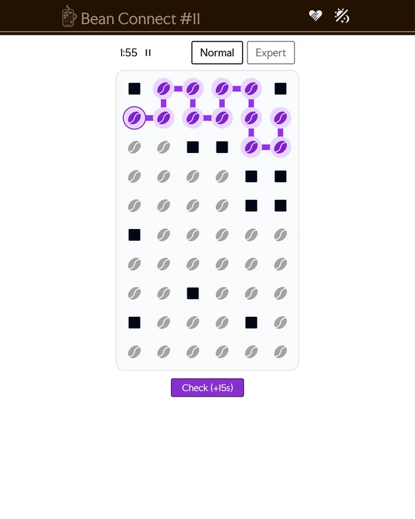 Screenshot of Bean Connect, a daily visual game