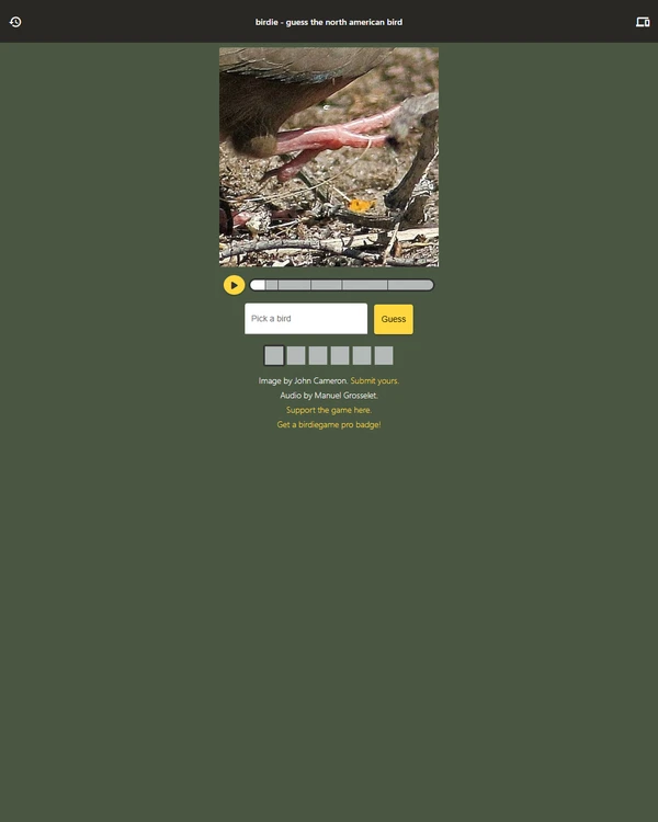 Screenshot of Birdie Game, a daily animal game