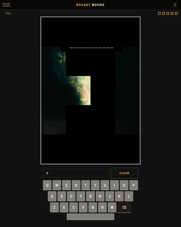 Screenshot of BoxArt Movies, a daily pop culture game