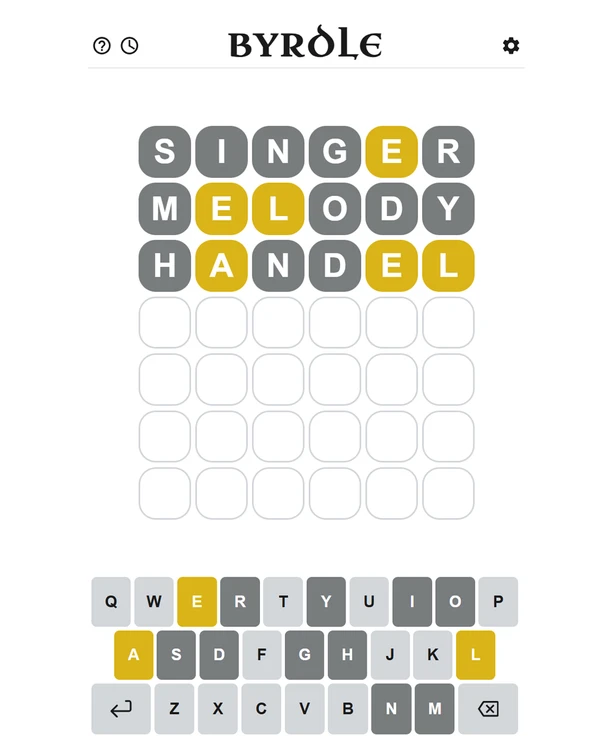 Screenshot of Byrdle, a daily music game