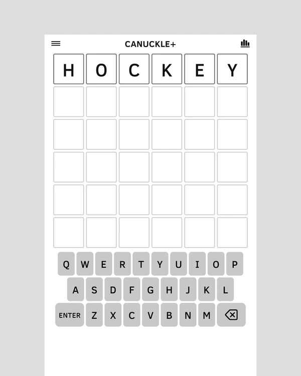 Screenshot of Canuckle+, a word game