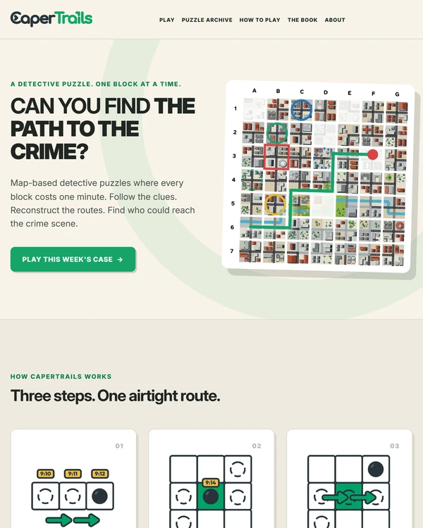 Screenshot of CaperTrails, a logic game