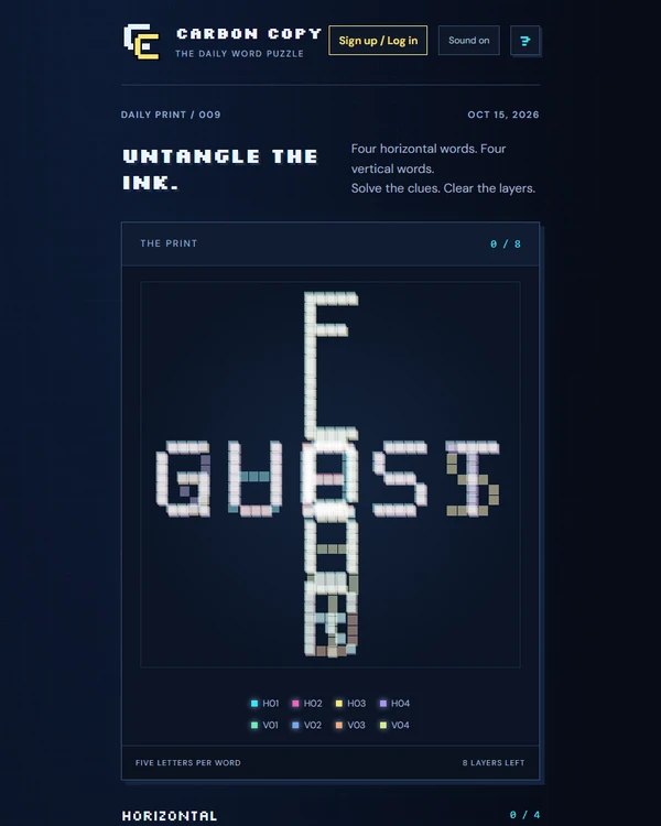 Screenshot of Carbon Copy, a daily word game