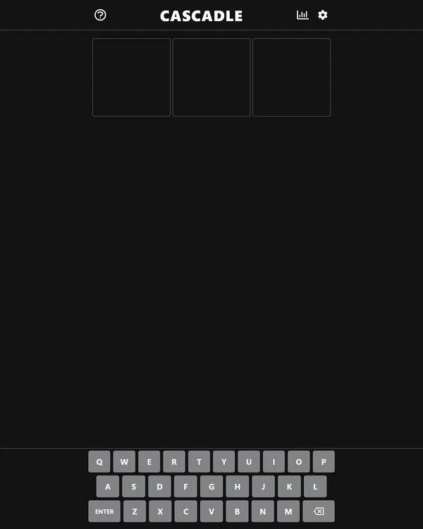 Screenshot of Cascadle, a daily word game