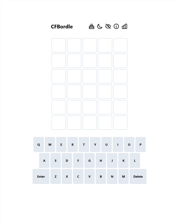 Screenshot of CFBordle, a daily sports game