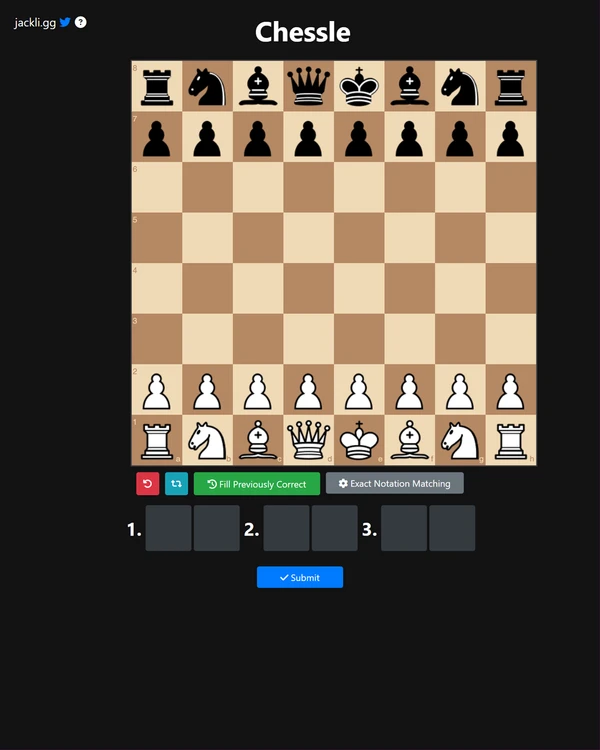 Screenshot of Chessle, a daily logic game