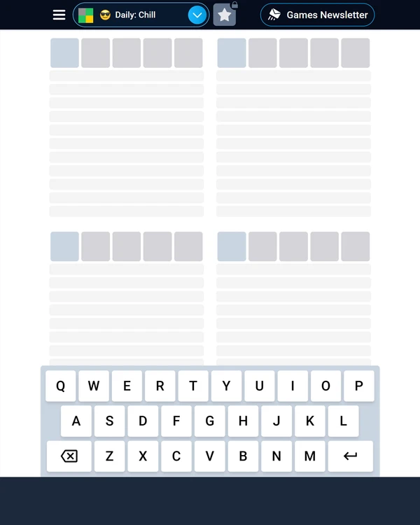 Screenshot of Chill Quordle, a daily word game