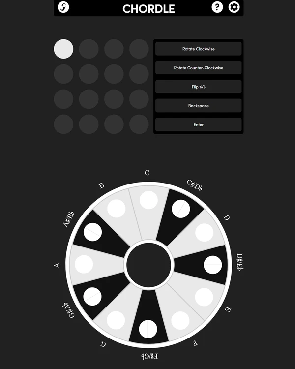 Screenshot of Chordle, a daily music game