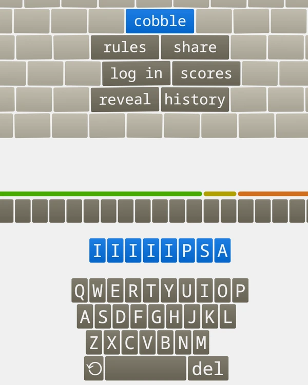 Screenshot of Cobble, a daily word game