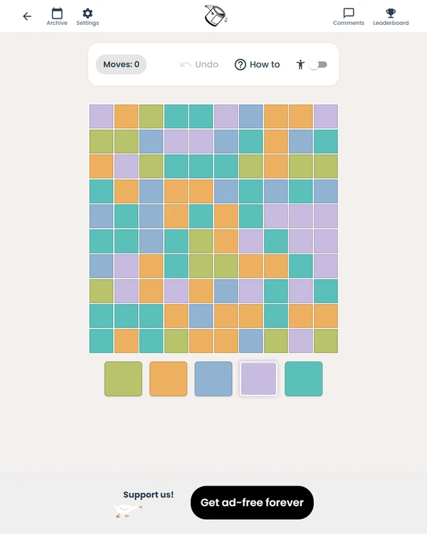 Screenshot of Color Flood, a daily visual game
