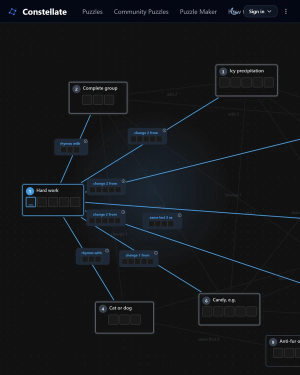 Screenshot of Constellate, a word game