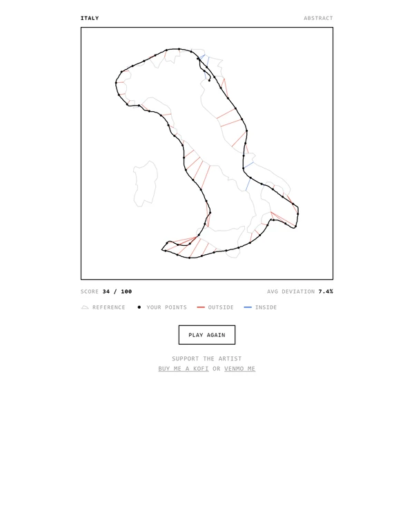 Screenshot of Country Draw, a geography game