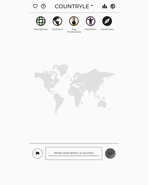 Screenshot of Countryle, a daily geography game