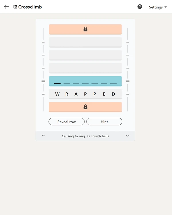 Screenshot of Crossclimb, a daily word game