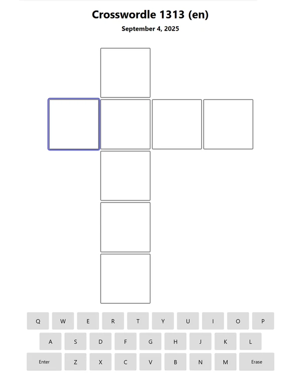 Screenshot of Crosswordle, a daily word game