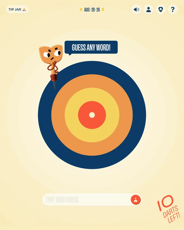 Screenshot of Dartwords, a daily word game